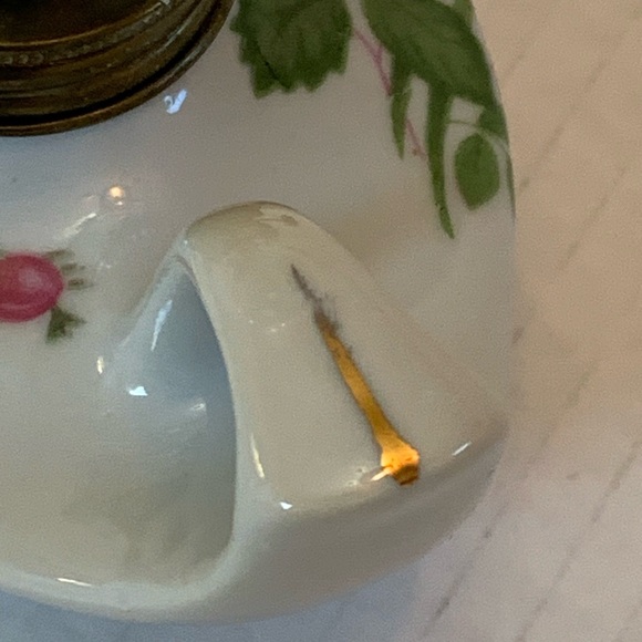 Vintage Miniature Porcelain Oil Lamp. Rose Flower Design. Knick Knack Decor - Picture 5 of 8